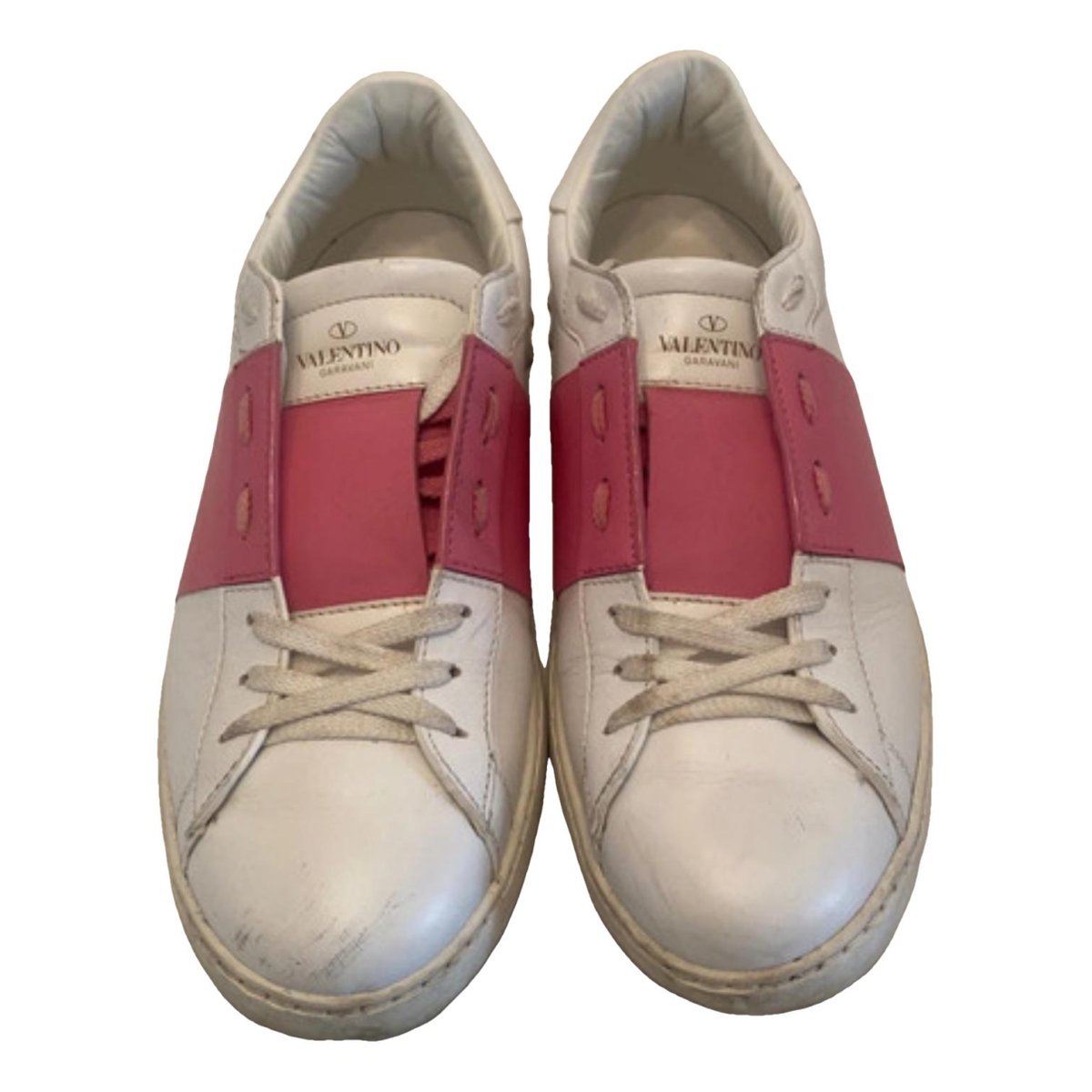 Open leather trainers
