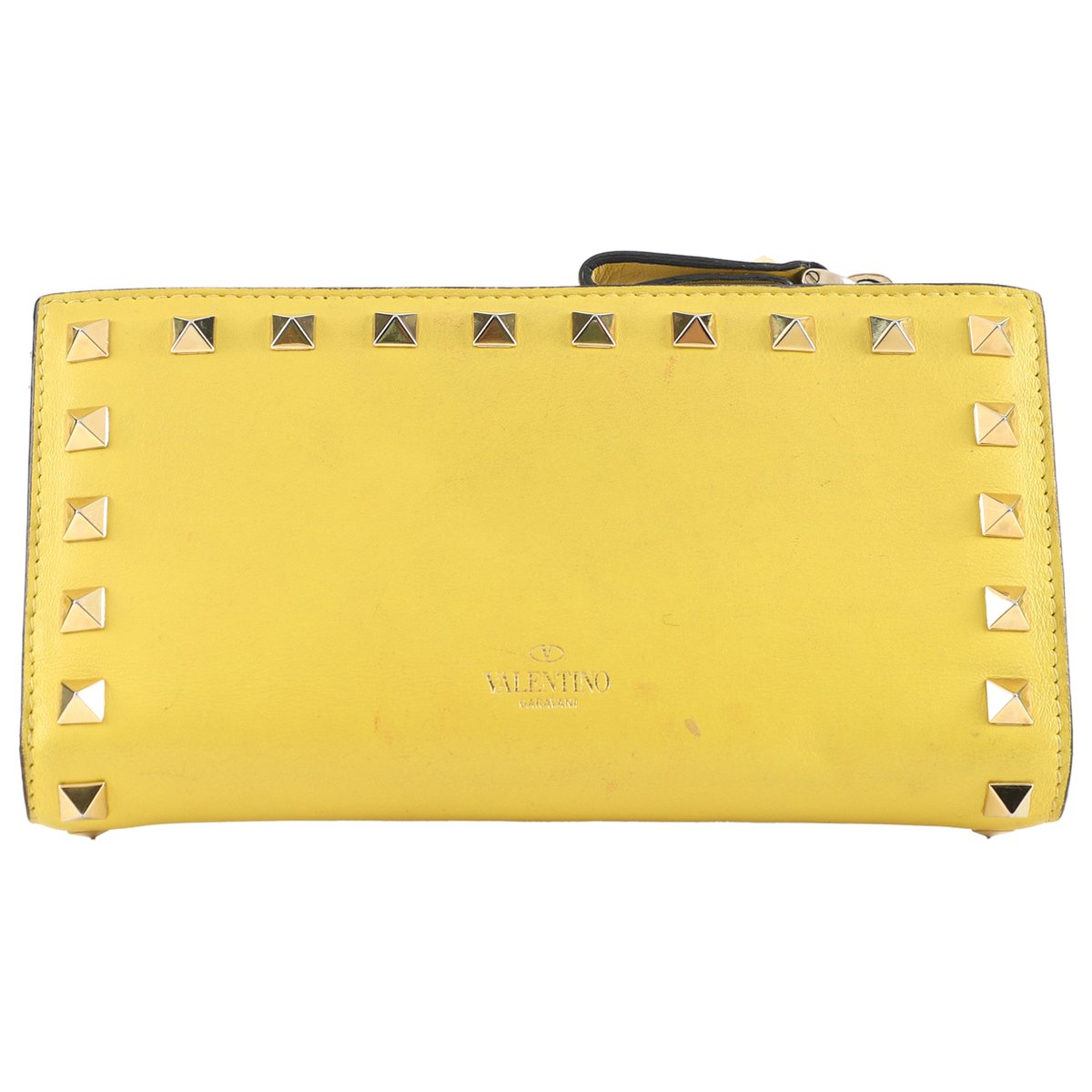 Rockstud leather card wallet