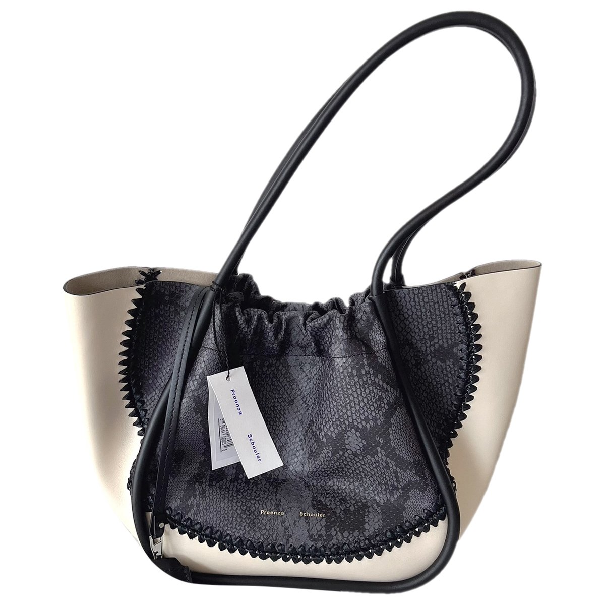 Ruched leather tote