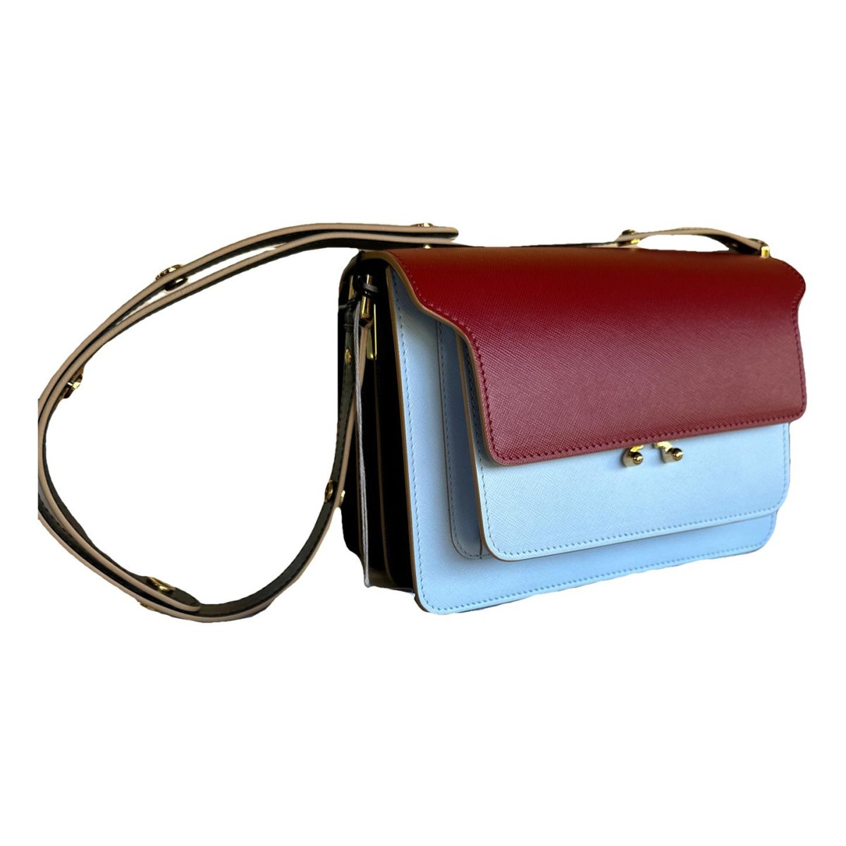 Trunk leather crossbody bag