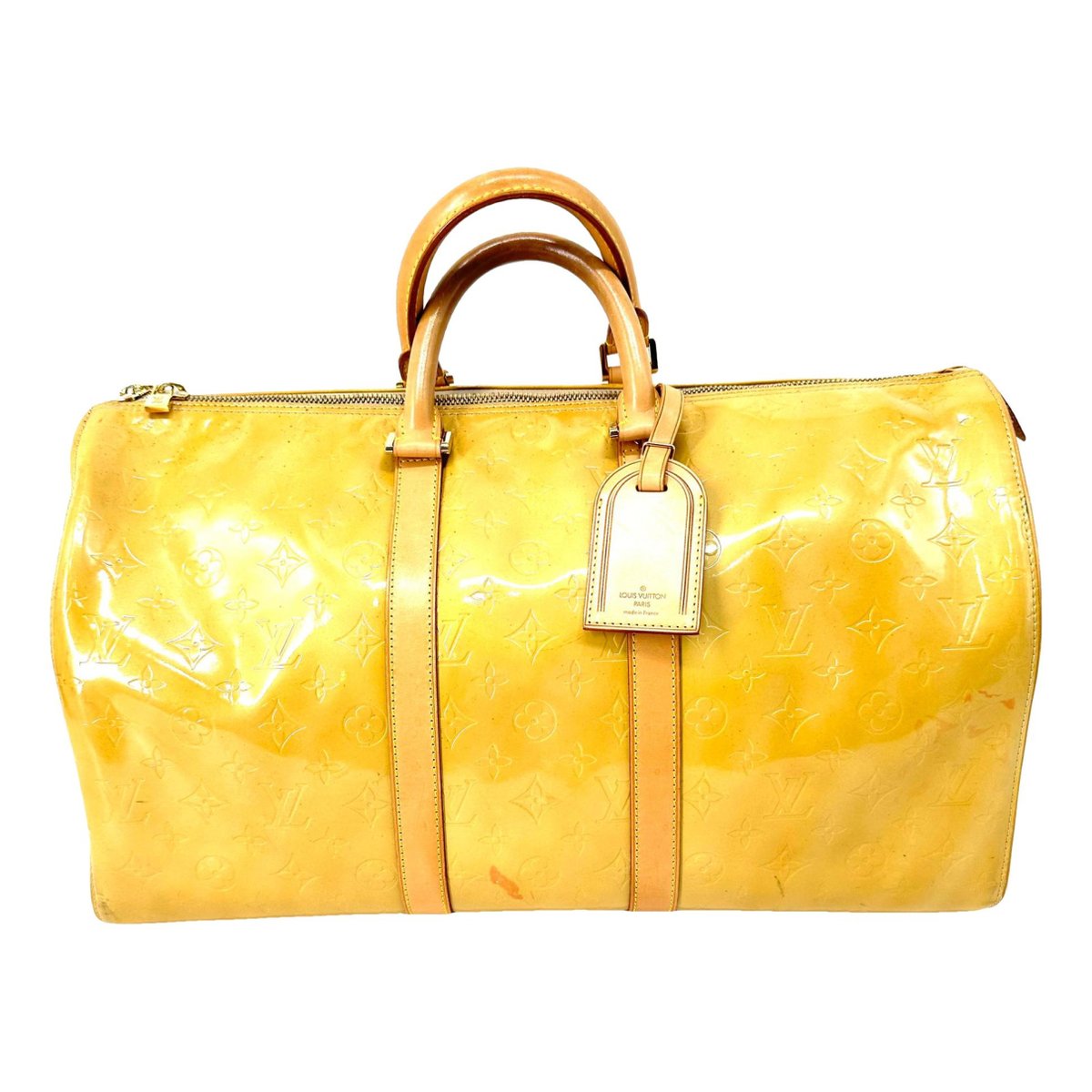 Keepall patent leather travel bag
