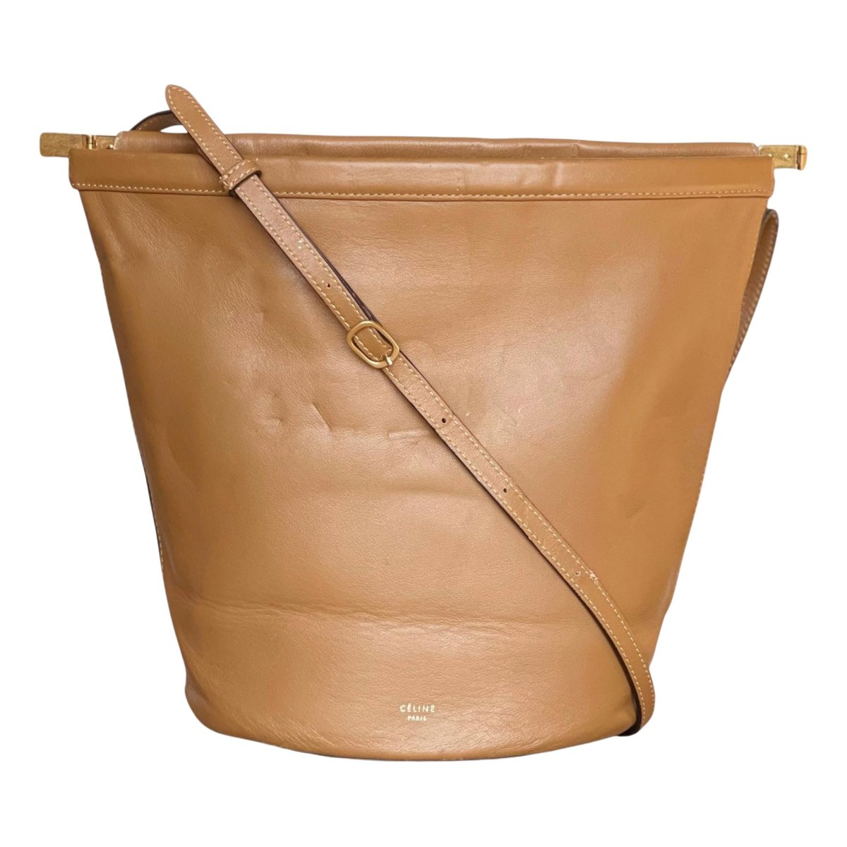 Clasp Bucket leather handbag
