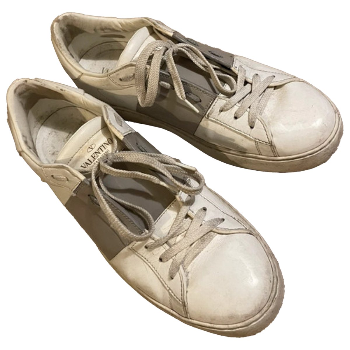 Open leather trainers