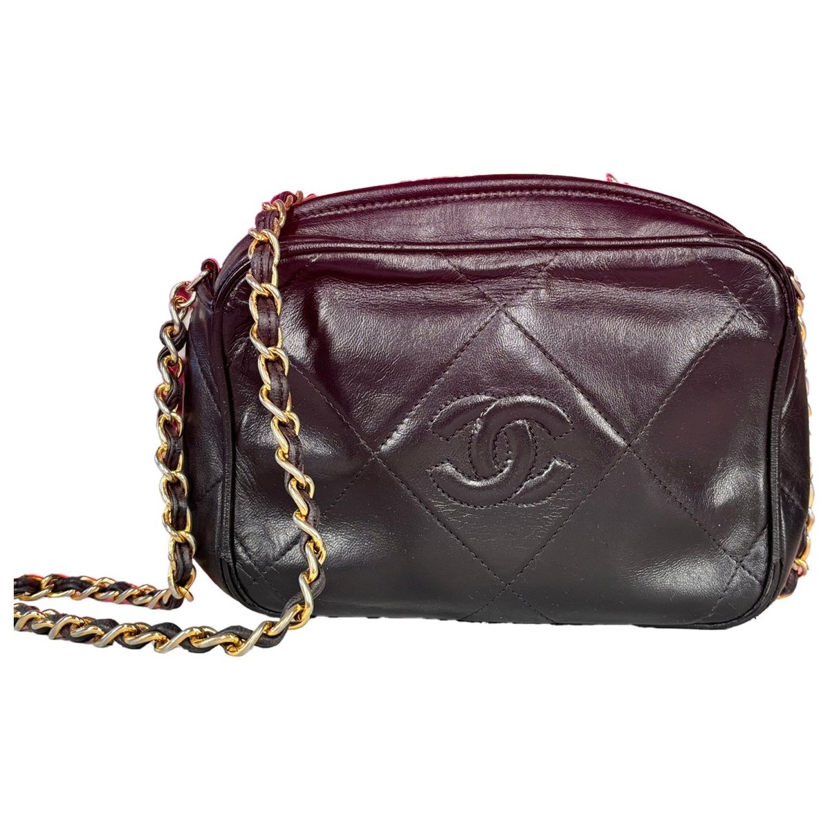 Camera leather crossbody bag
