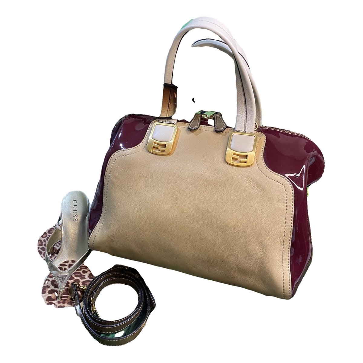 Chameleon patent leather handbag