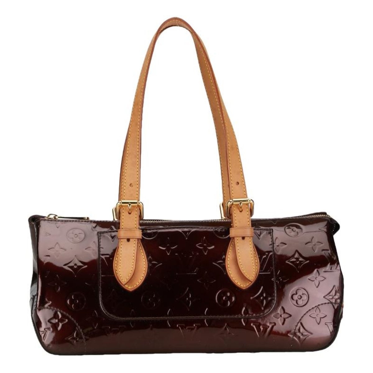 Rosewood patent leather handbag