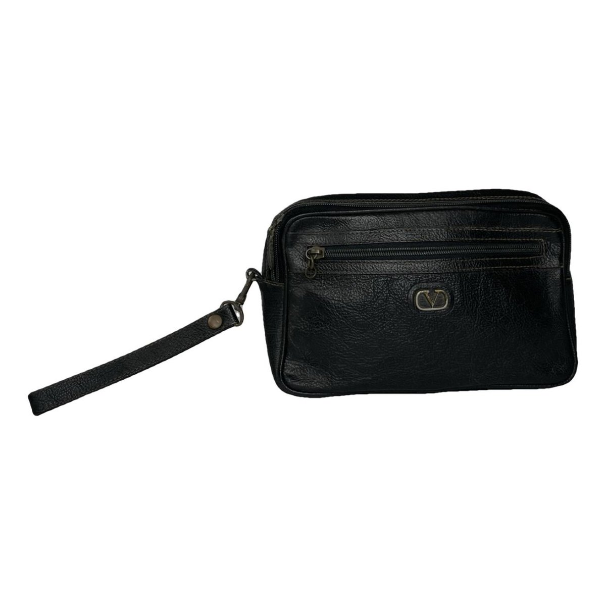 VLogo leather clutch bag