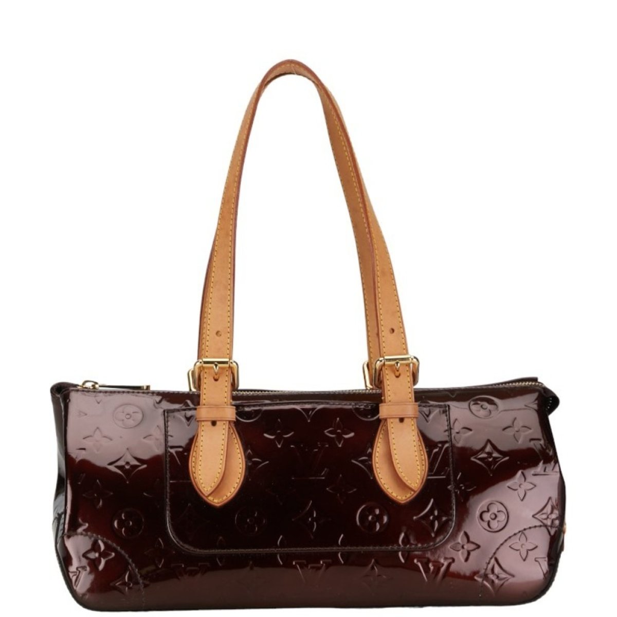 Rosewood patent leather handbag