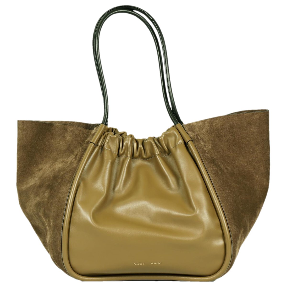 Ruched leather handbag