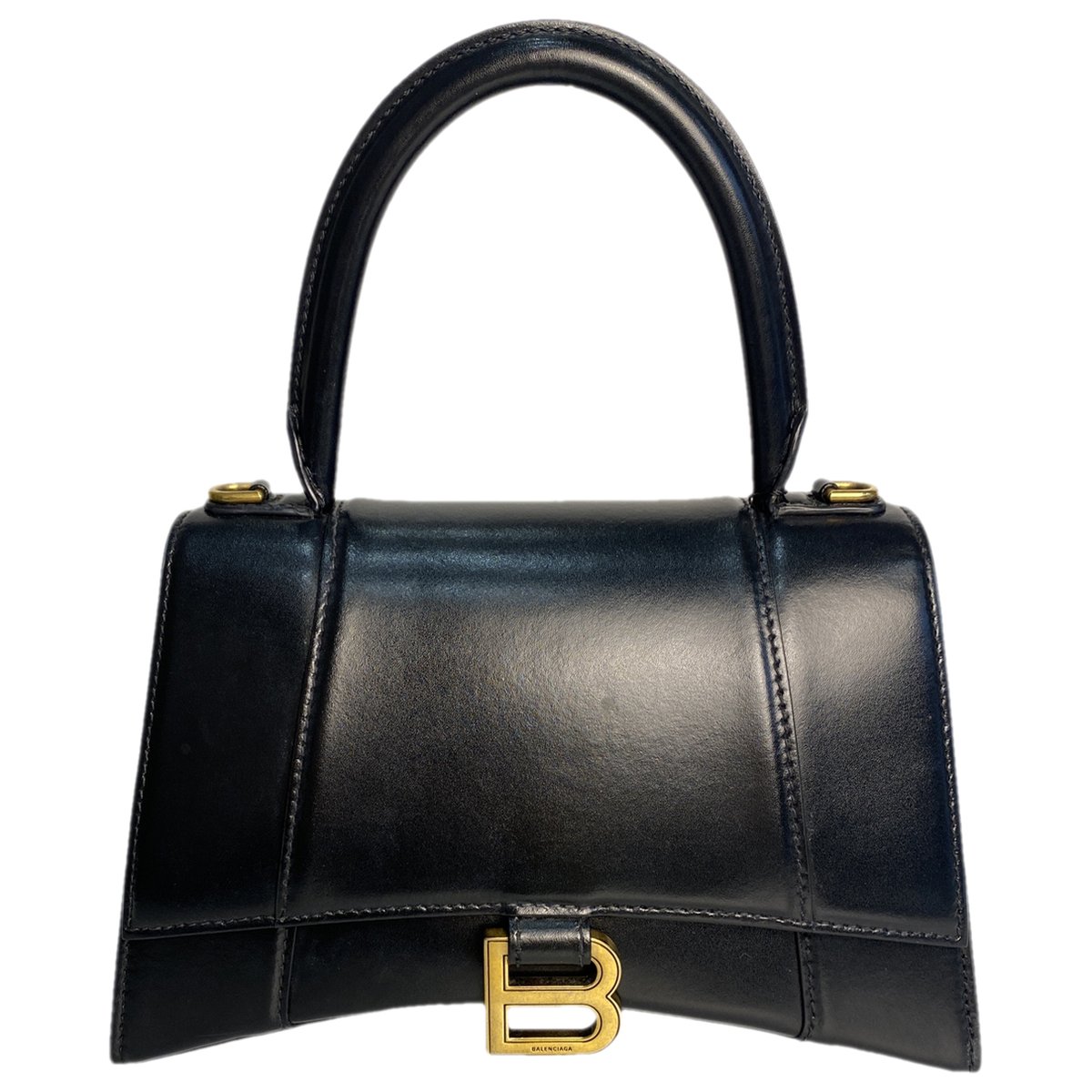 Hourglass leather handbag