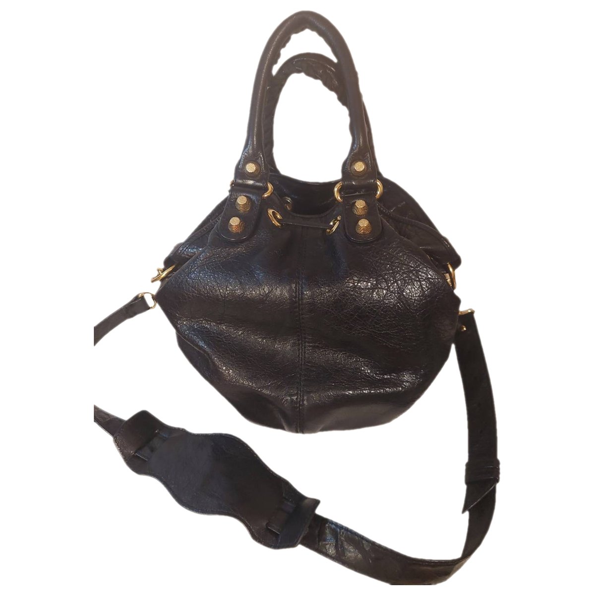 Pompon leather mini bag