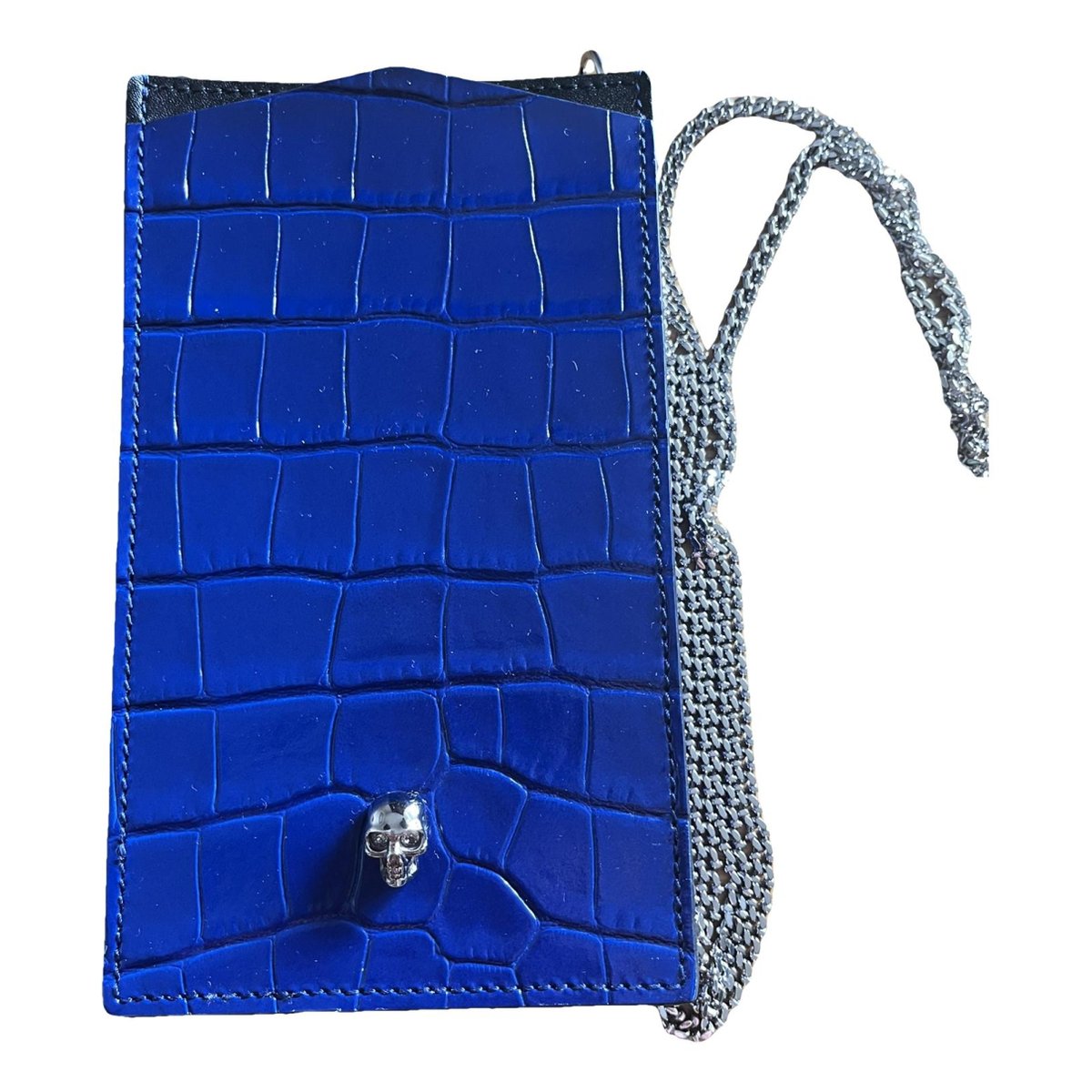 Skull leather clutch bag