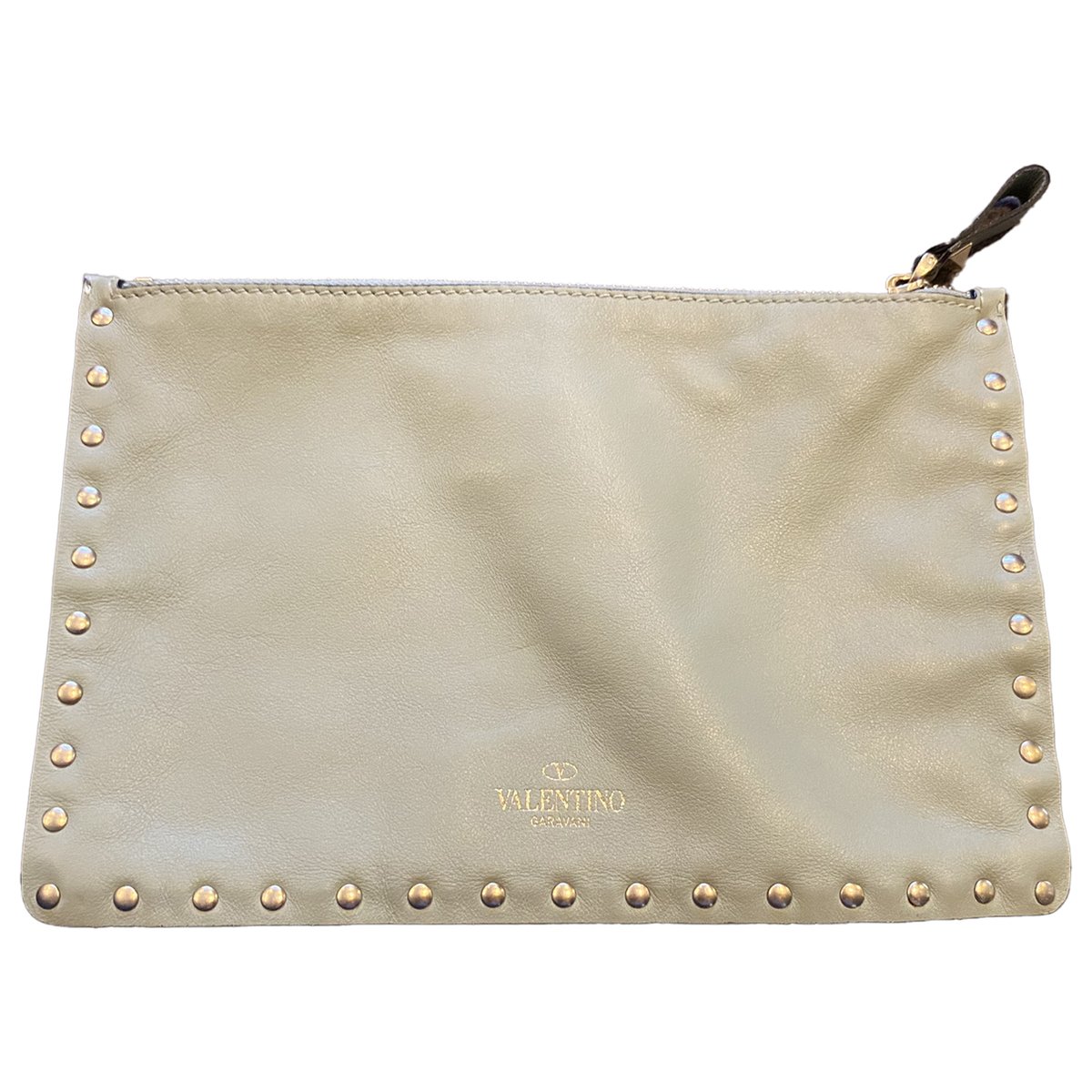 Rockstud leather clutch bag