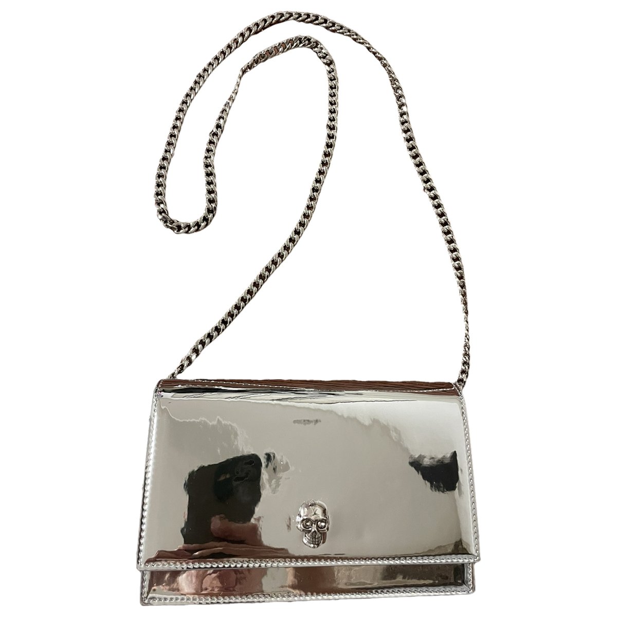 Skull patent leather crossbody bag