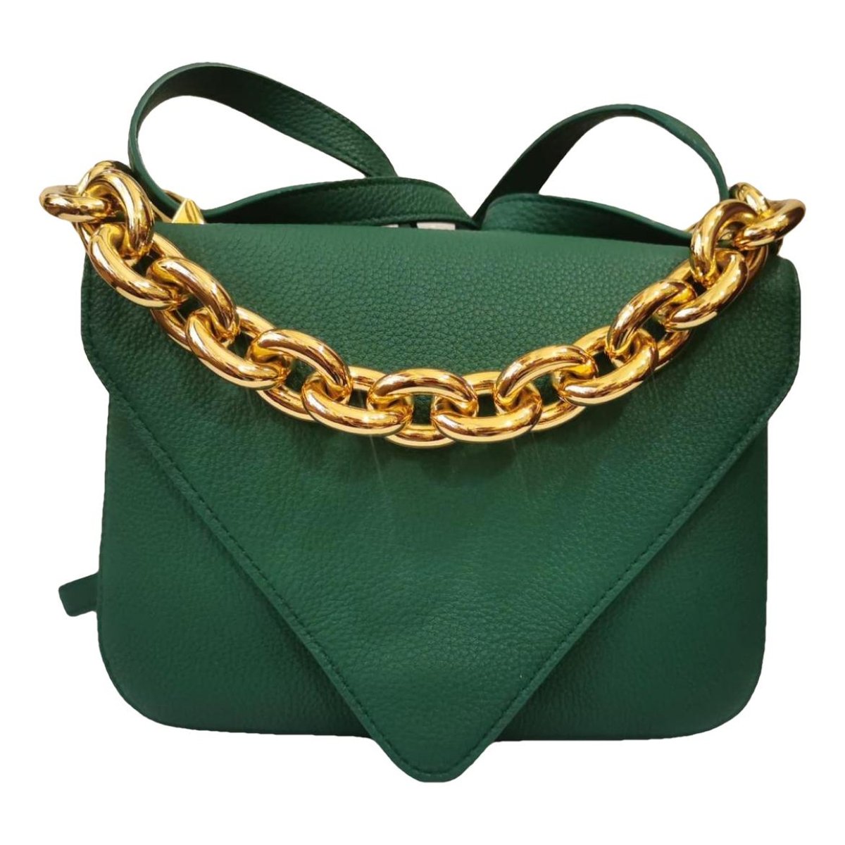 Clip leather handbag