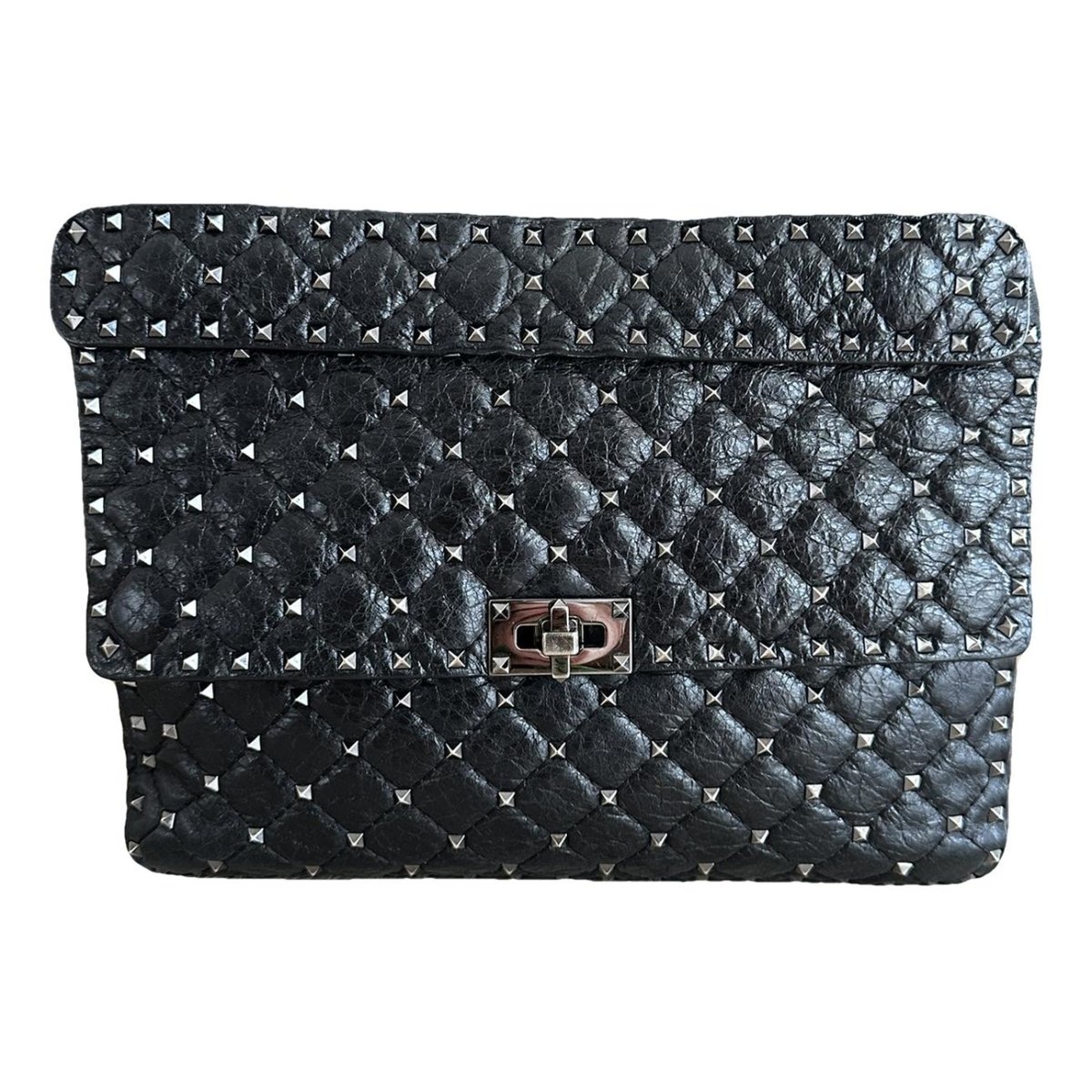 Rockstud spike leather clutch bag