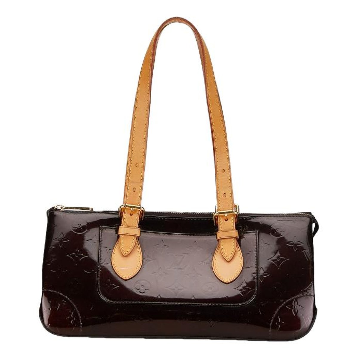 Rosewood patent leather handbag