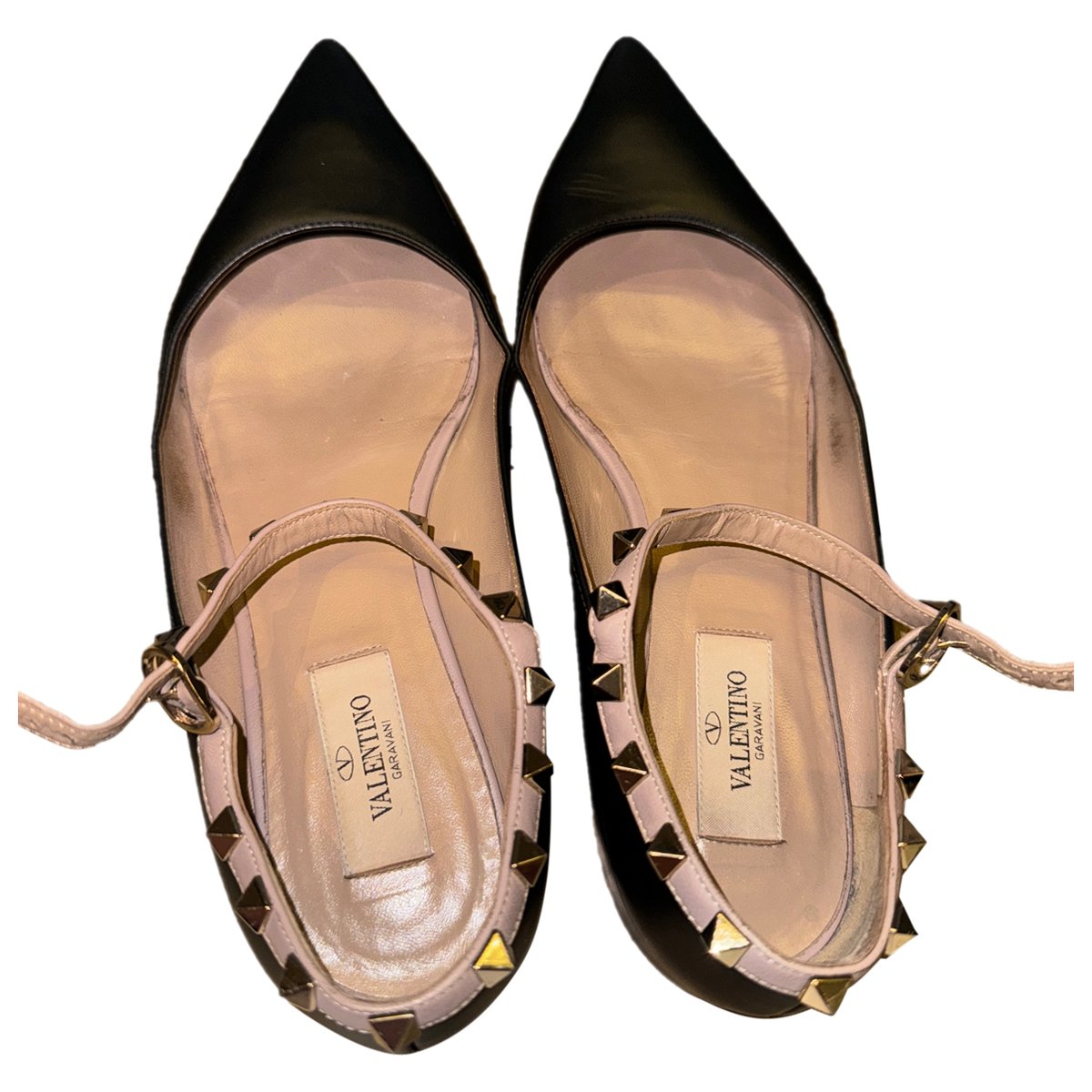 Rockstud leather flats