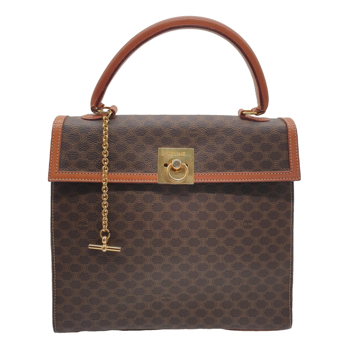 Clasp leather handbag