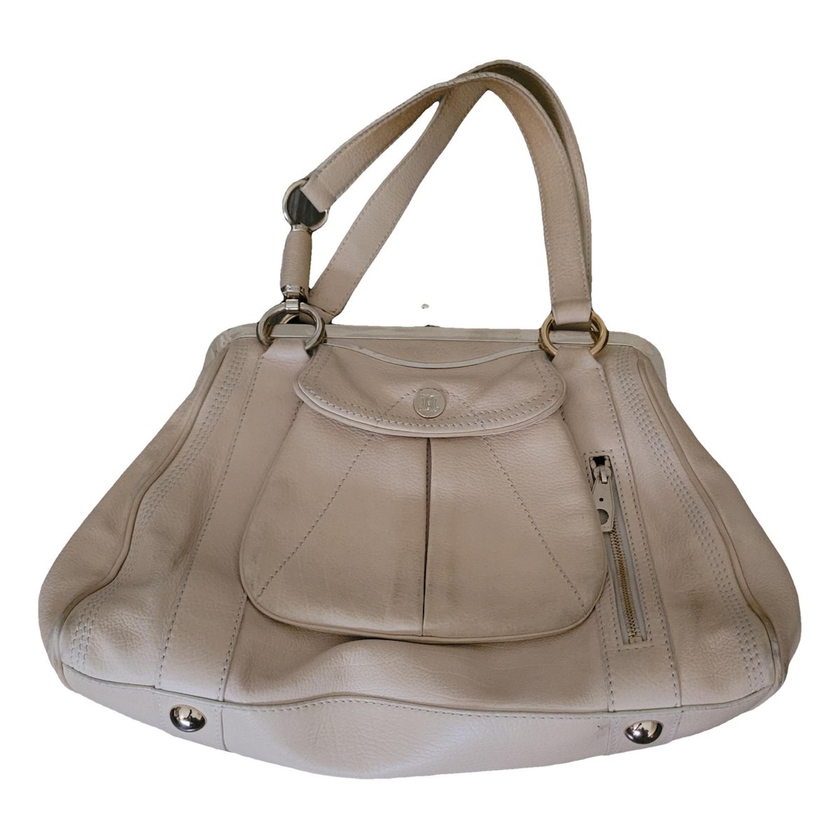 Clasp leather handbag