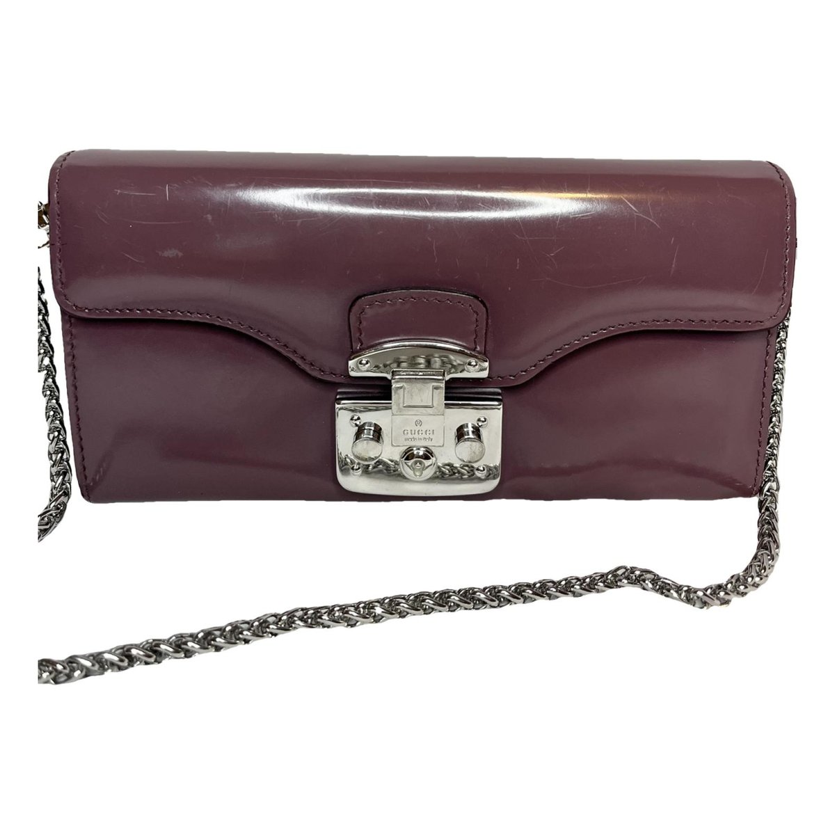 Padlock patent leather crossbody bag