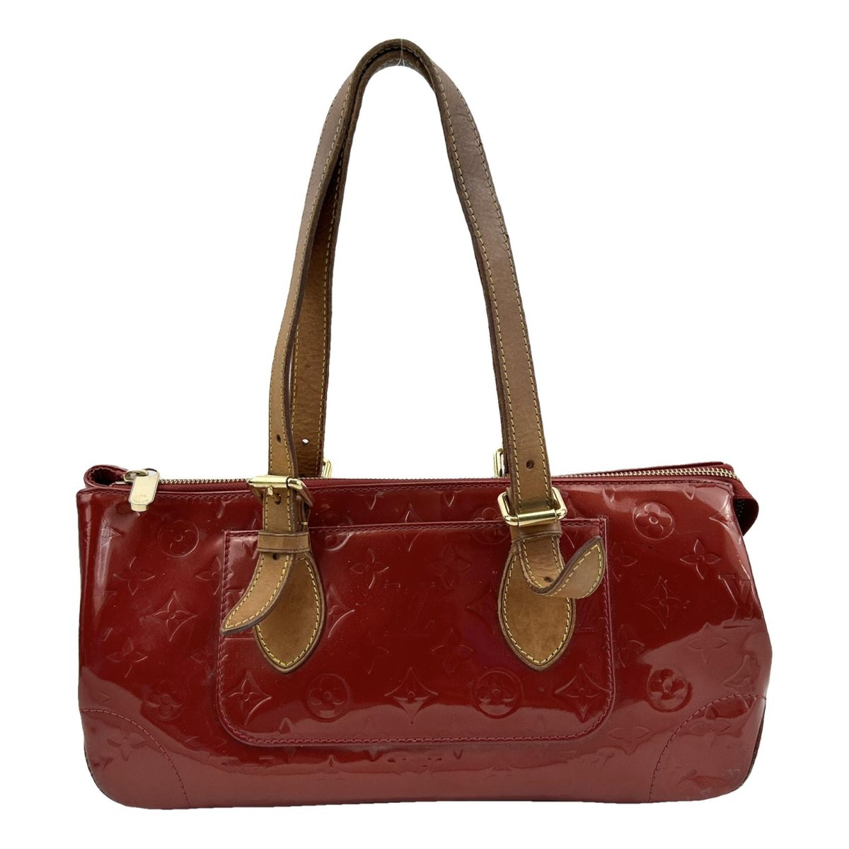 Rosewood patent leather handbag