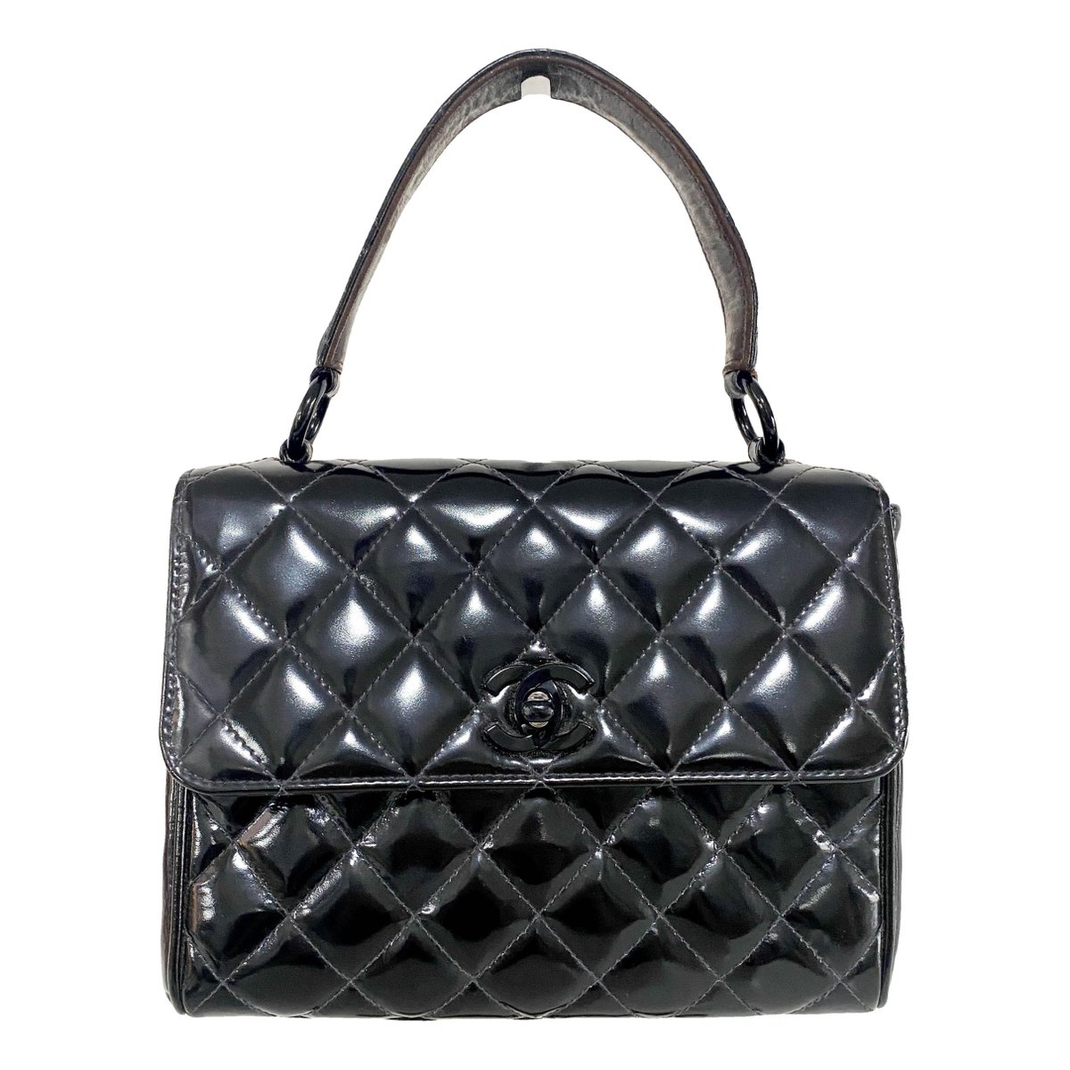Trendy CC Top Handle patent leather handbag