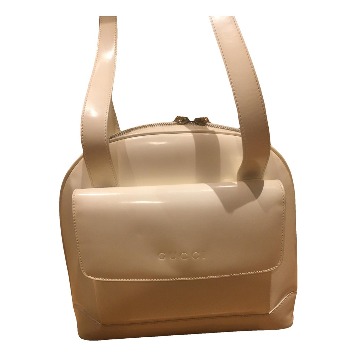 Bamboo Zip Top Handle patent leather handbag