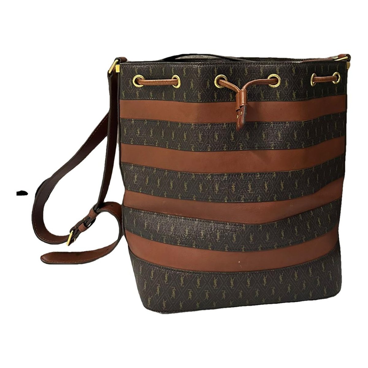 Monogram bucket leather handbag