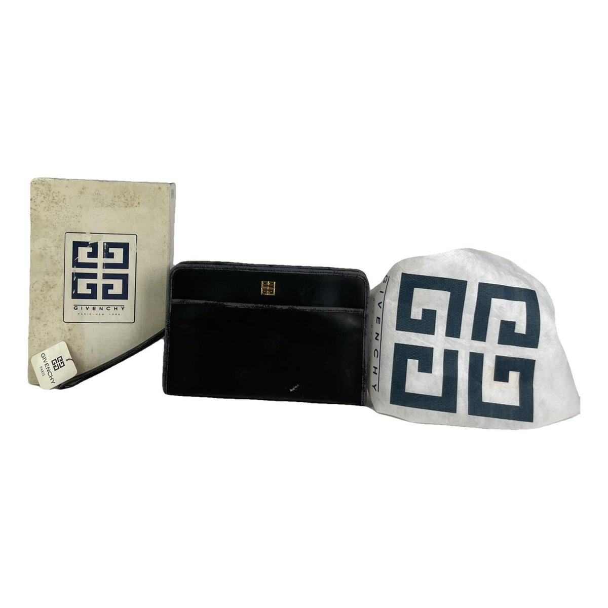 Emblem leather clutch bag