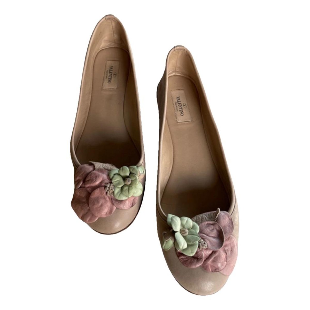 Rockstud leather ballet flats