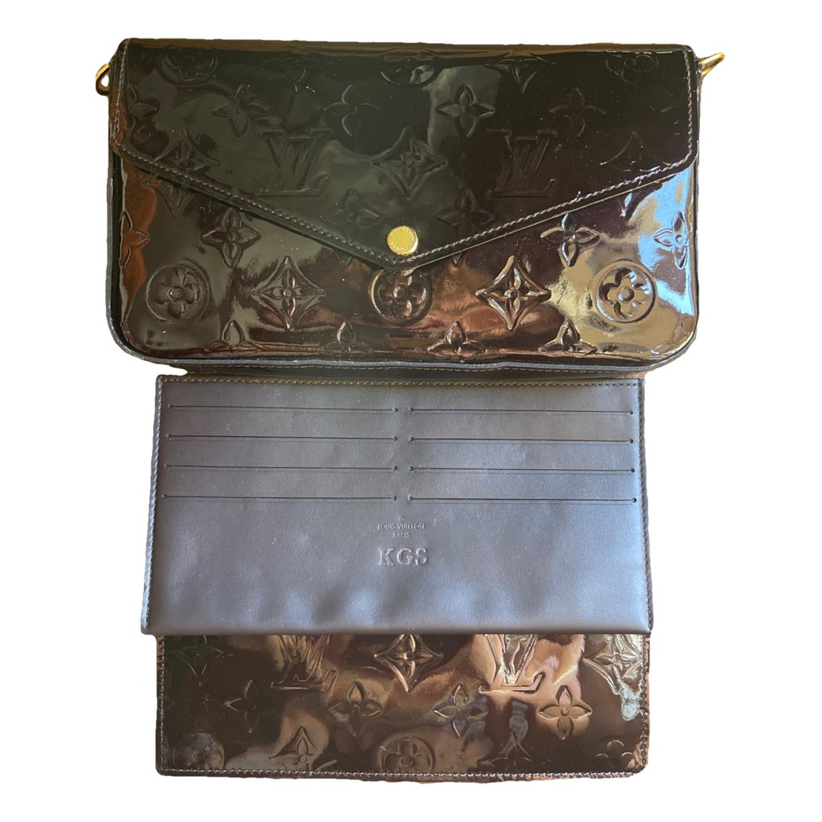 Félicie patent leather clutch bag