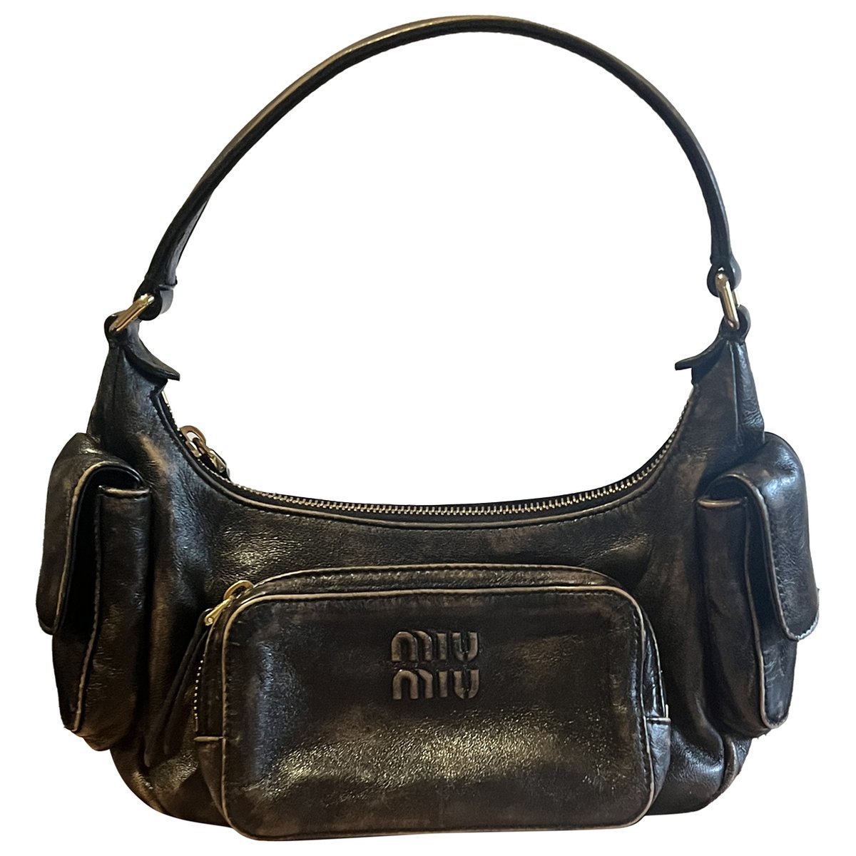 Pocket leather handbag