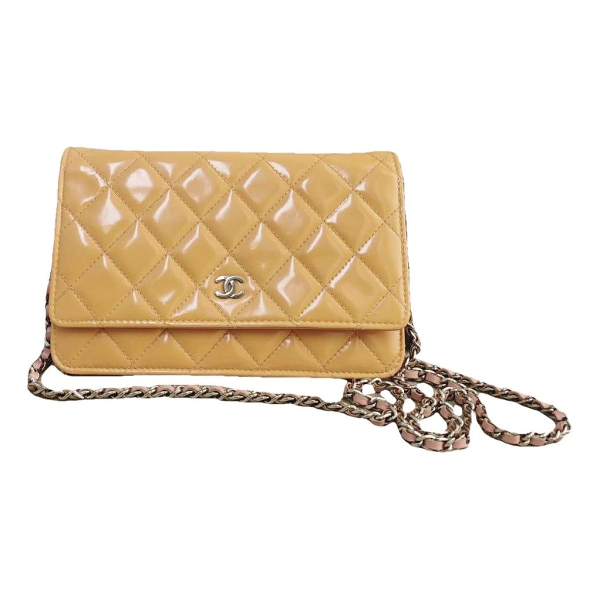 Trendy CC Wallet on Chain patent leather crossbody bag