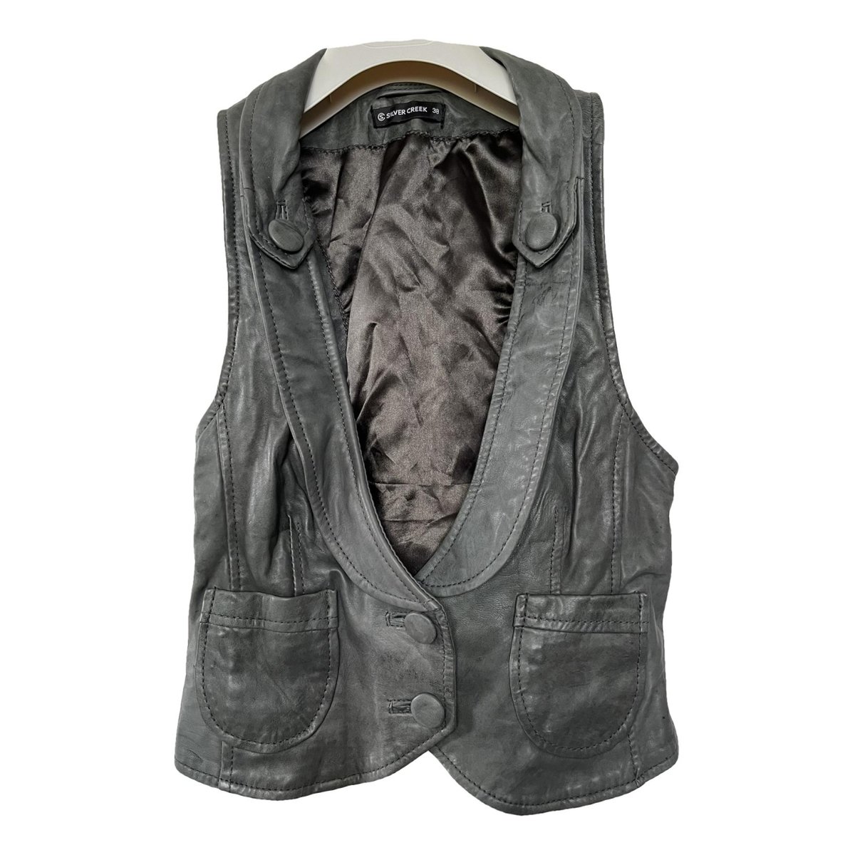 Sans manches leather short vest