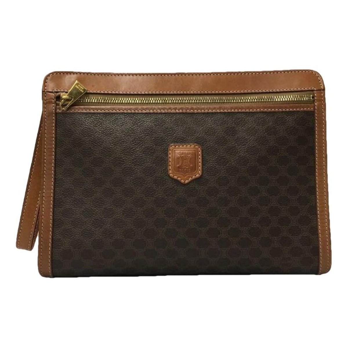 Frame leather clutch bag