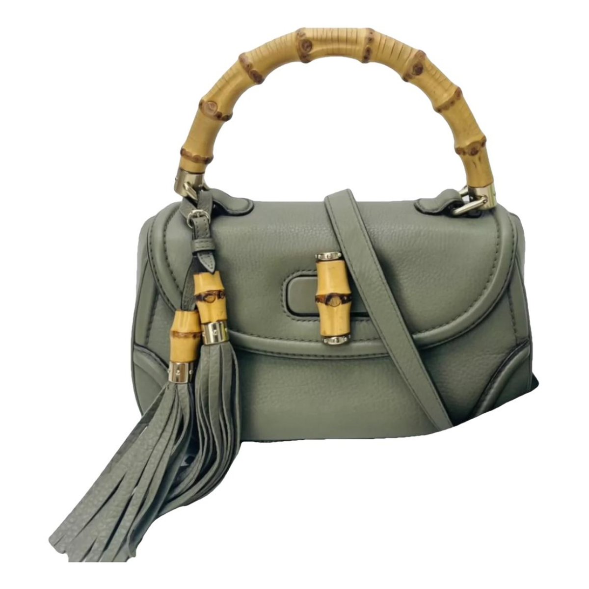 Convertible Pompon Bamboo Top Handle leather handbag