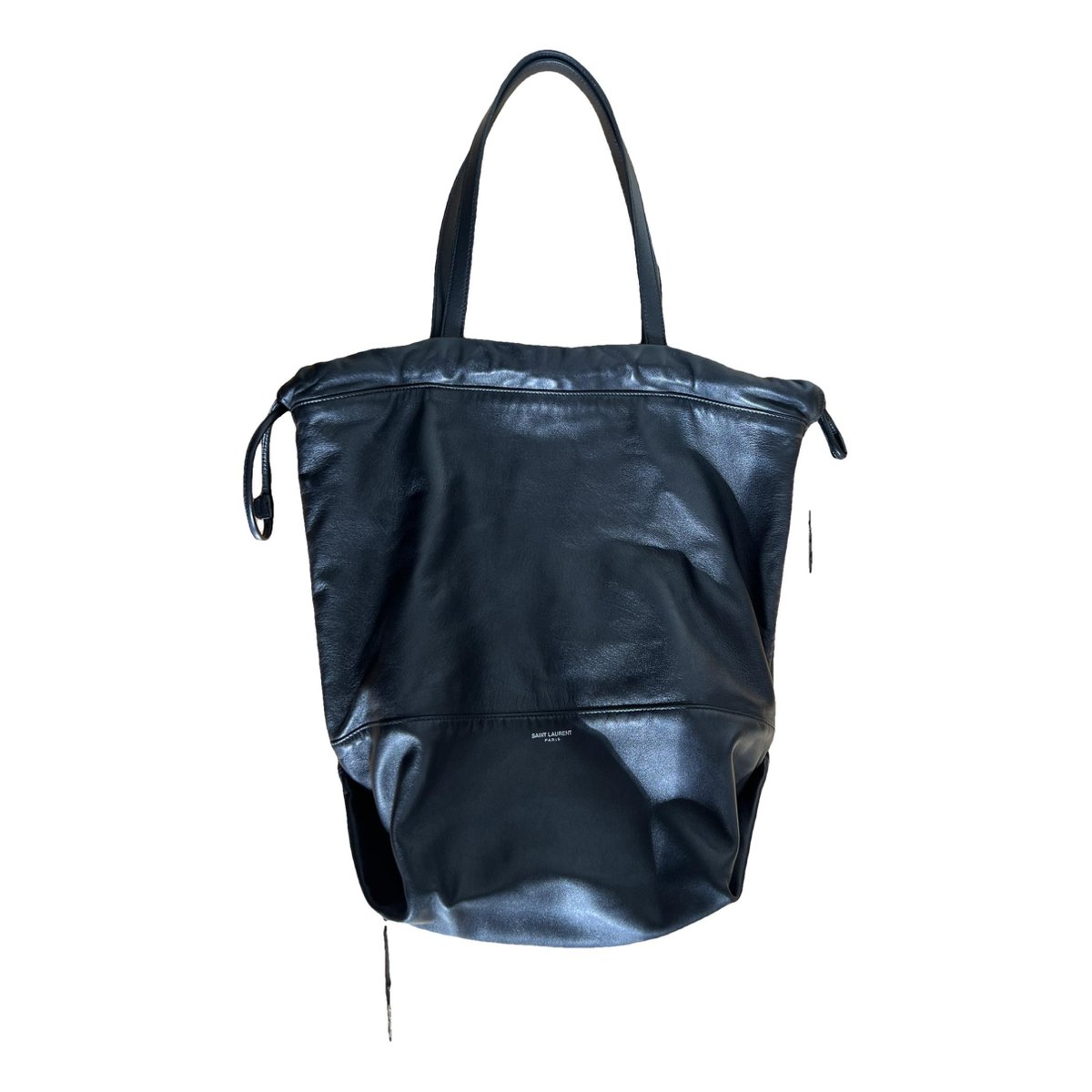 Monogram bucket leather handbag