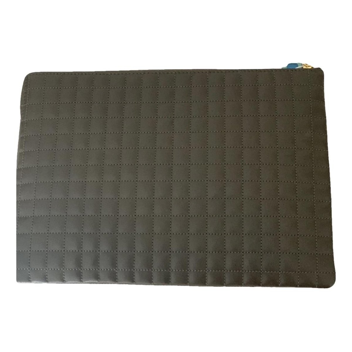 Charm leather clutch bag