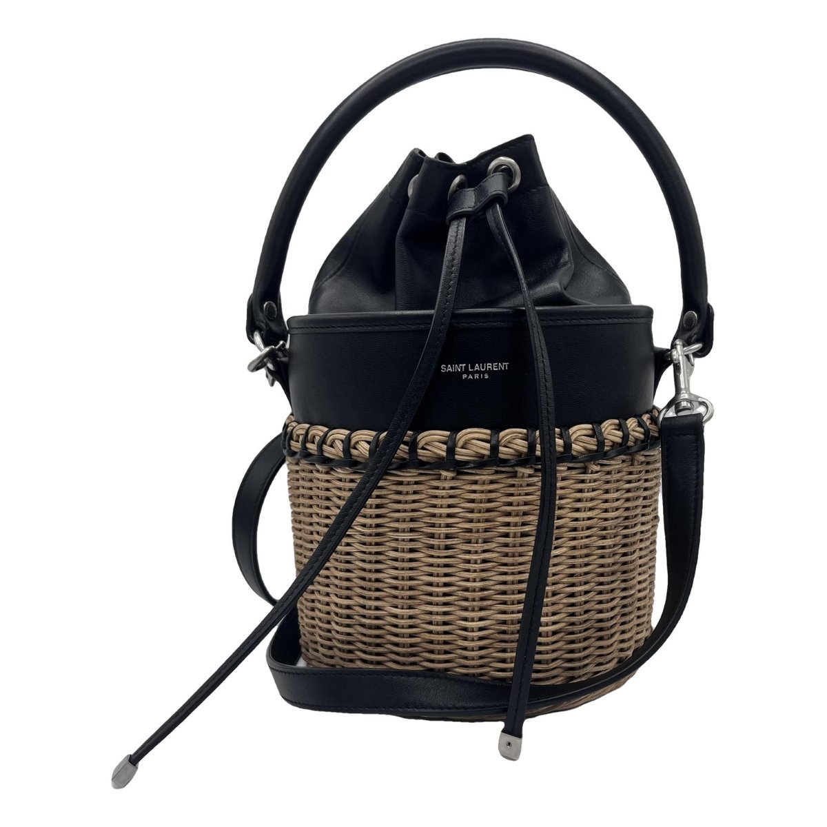 Monogram bucket leather handbag