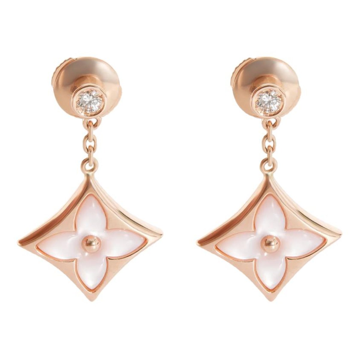 Star Blossom pink gold earrings