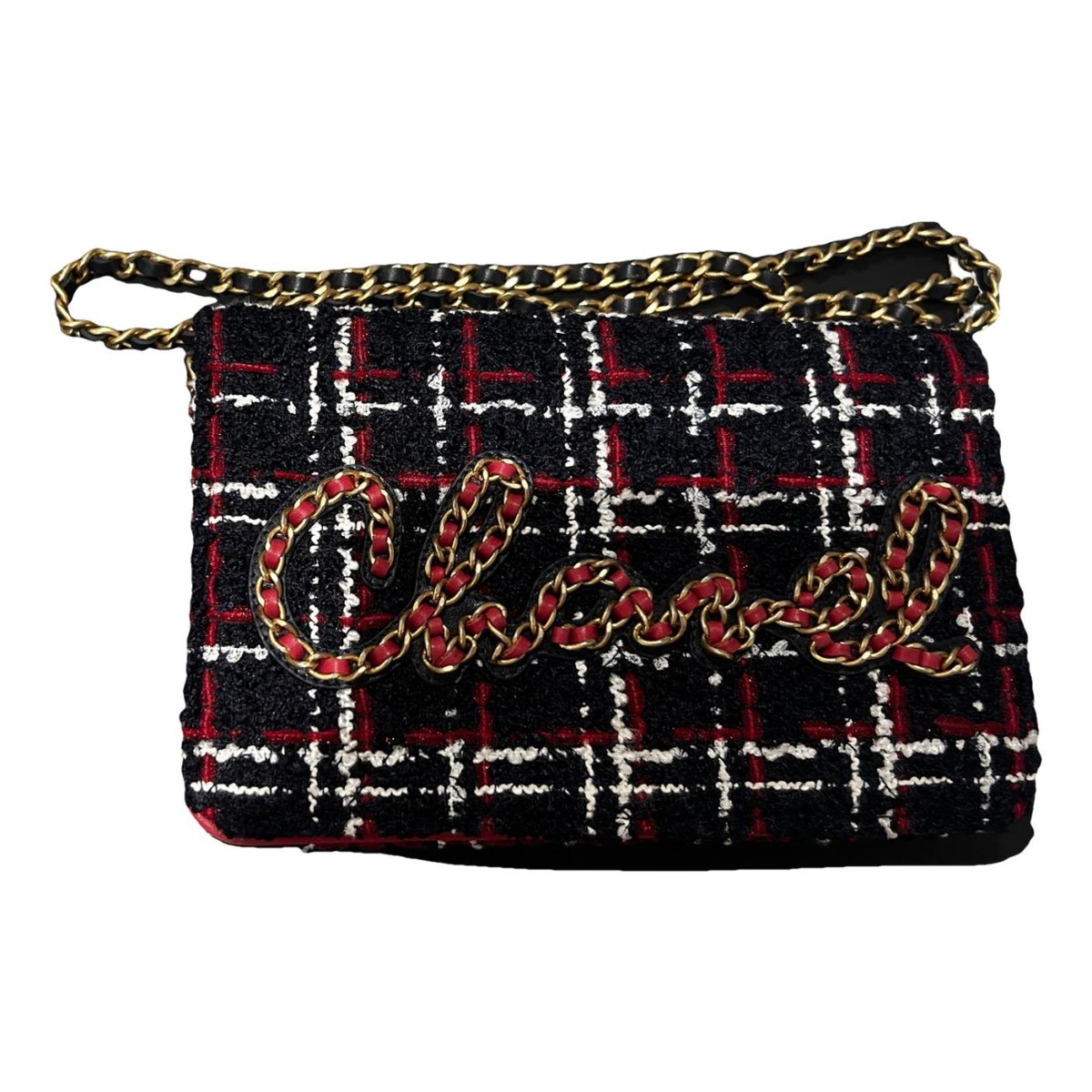 Wallet On Chain tweed crossbody bag
