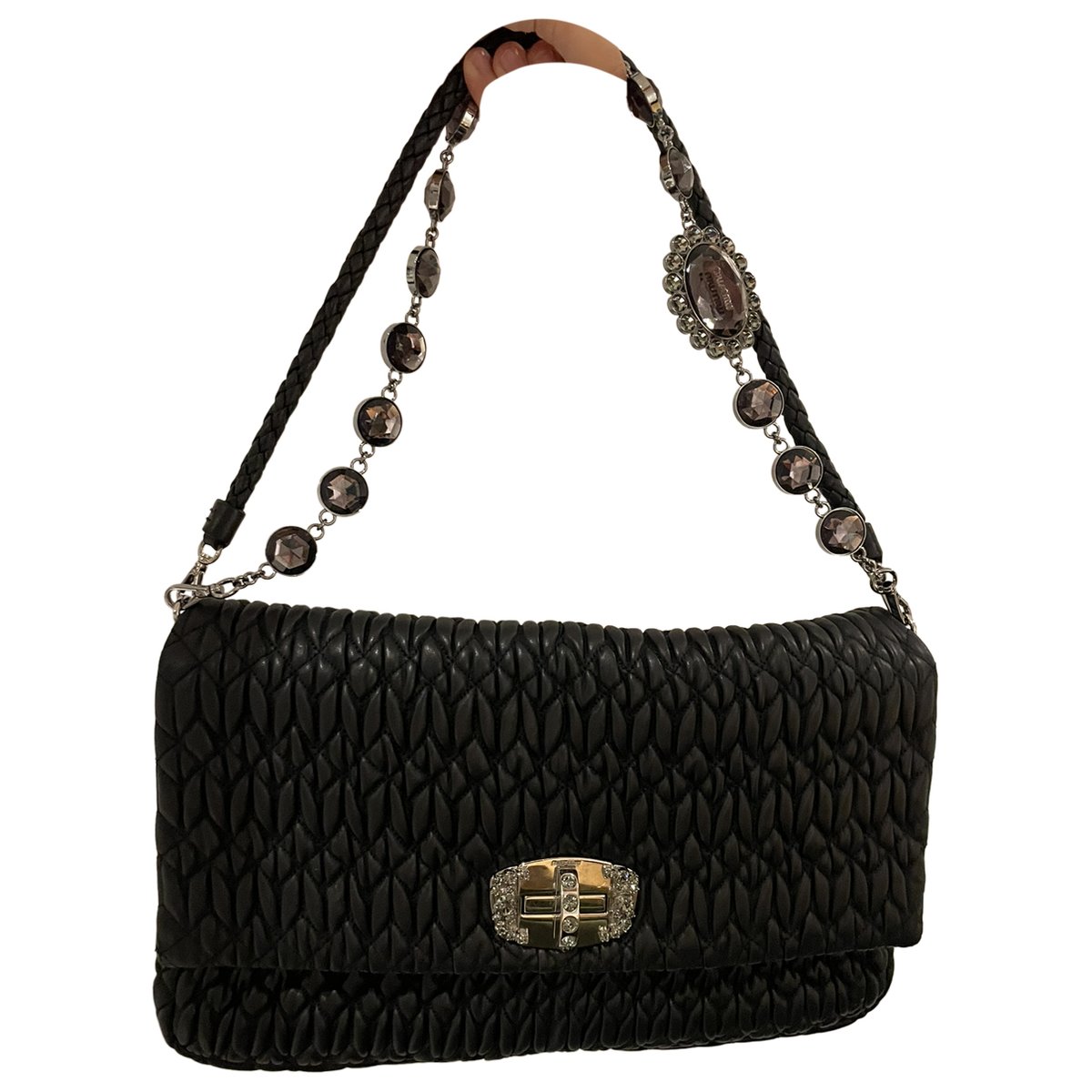 Miu Crystal leather handbag