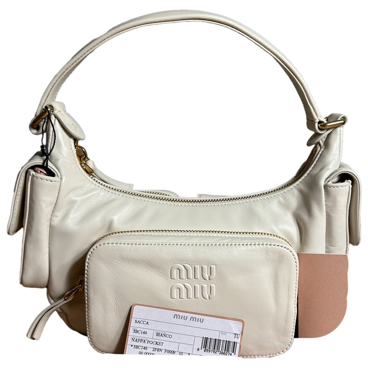 Pocket leather handbag