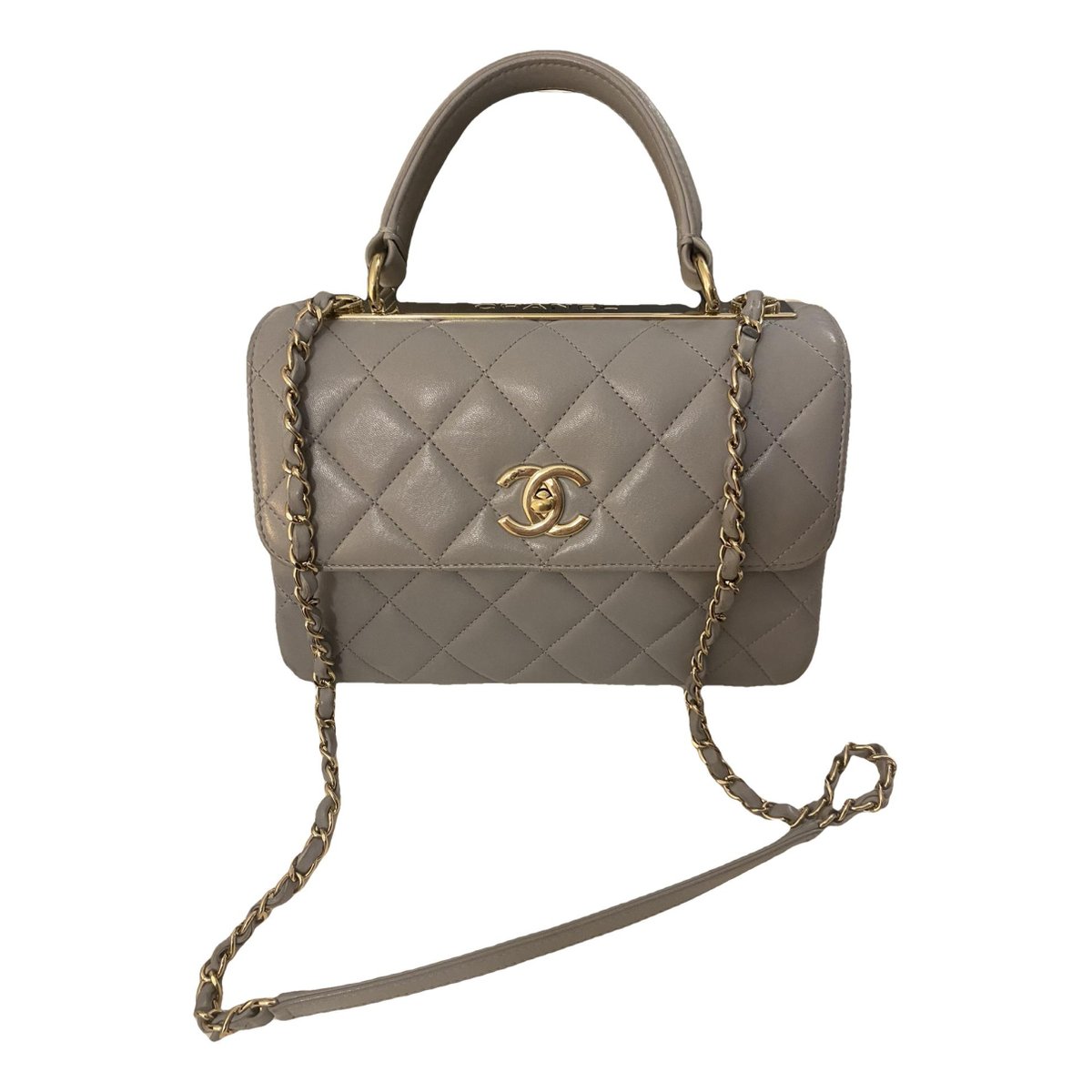 Trendy CC Top Handle leather handbag