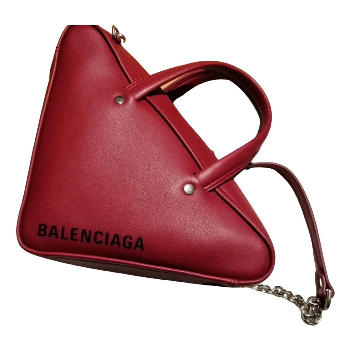 Triangle leather handbag