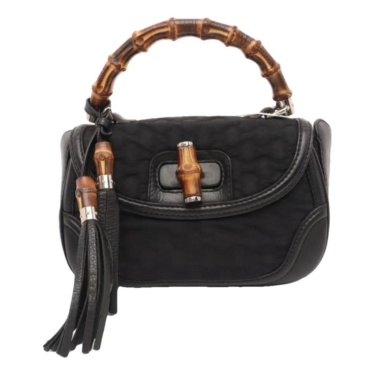 Convertible Pompon Bamboo Top Handle cloth handbag