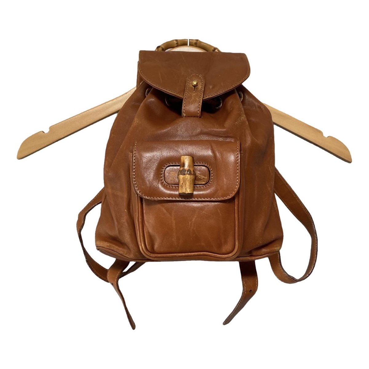 Bamboo Tassel Oval leather backpack