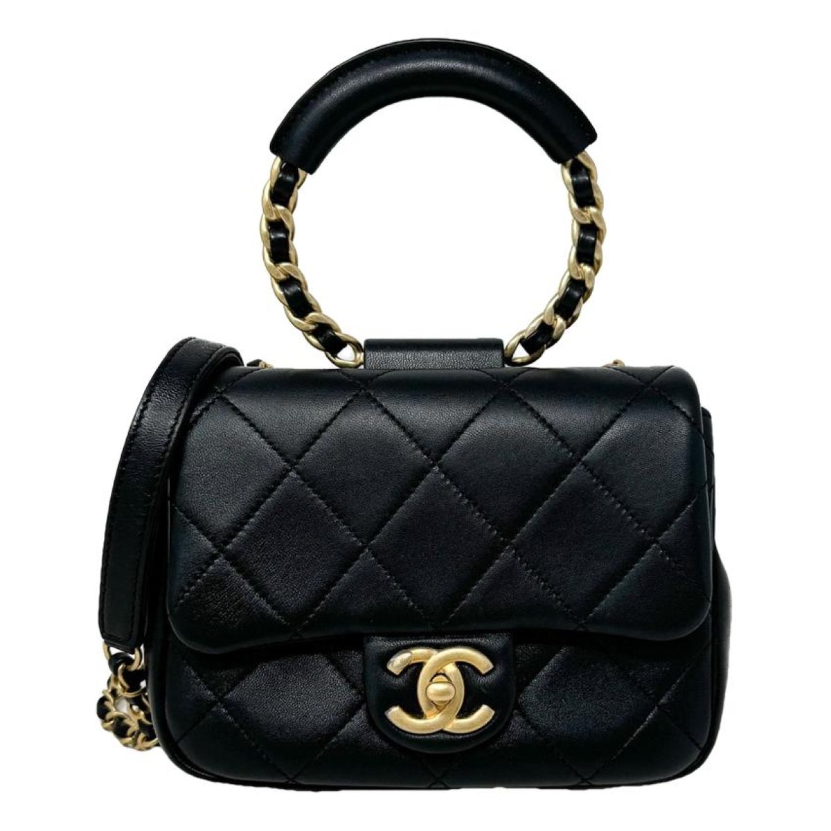 Trendy CC Top Handle leather handbag