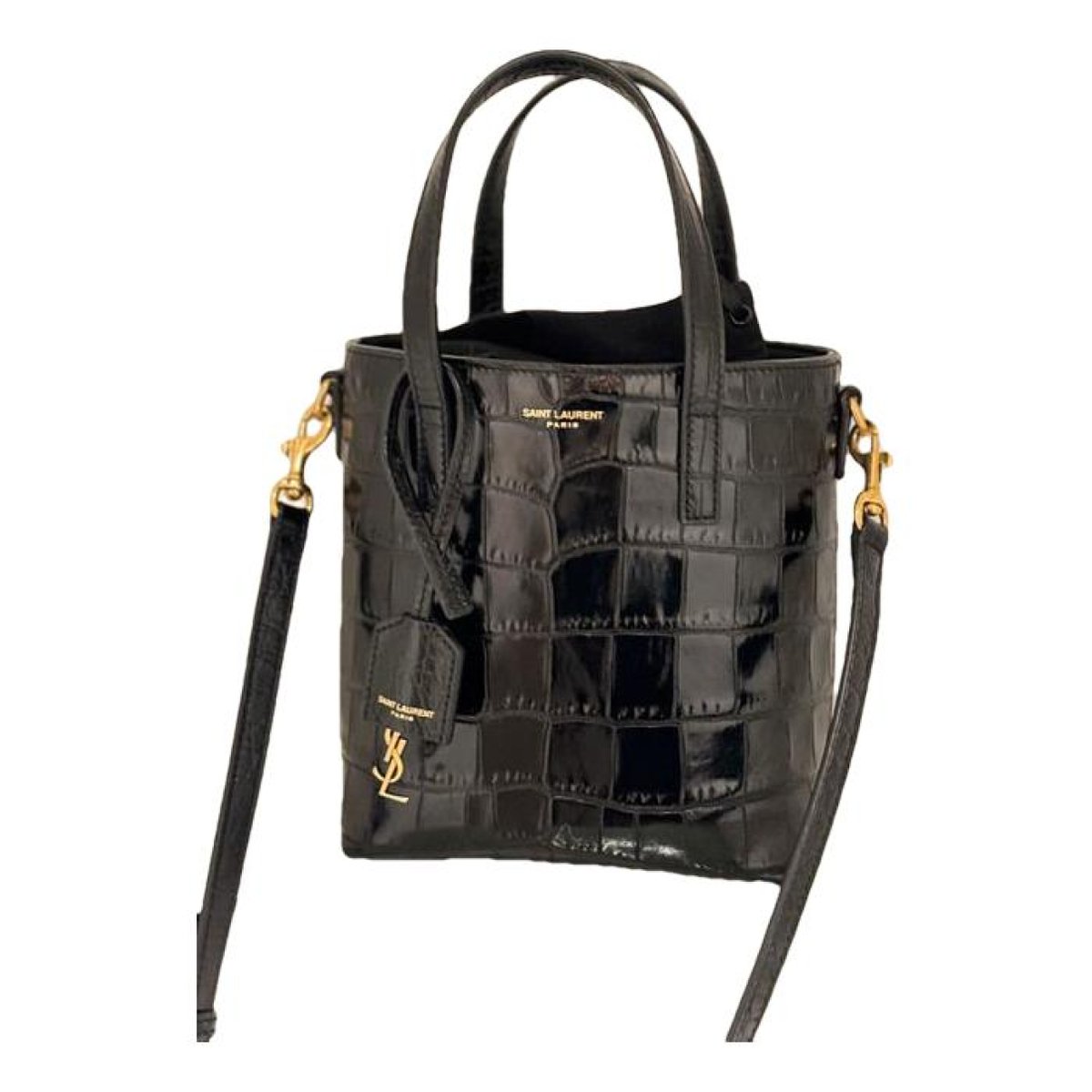 Monogram bucket leather handbag